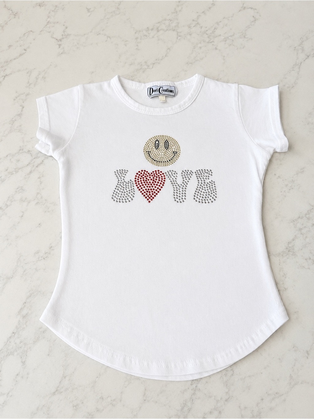 Dori Creations Metallic Stone Love Heart Smiley Tee- Size 4T